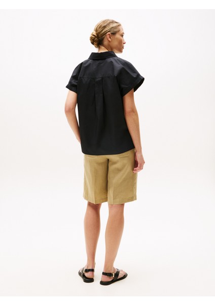 Poplın Sleeveless Relaxed Shırt Kadın Siyah Gömlek - WW0WW45897 fırsatları