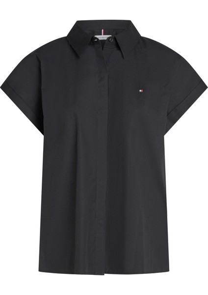 Poplın Sleeveless Relaxed Shırt Kadın Siyah Gömlek - WW0WW45897 indirimleri