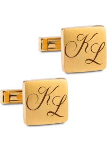 Gümüş Kare Harfli Kol Düğmesi Kişiye Özel