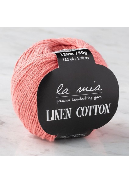 La Mia Linen Cotton Pembe El Örgü Ipi - L198 - 33874