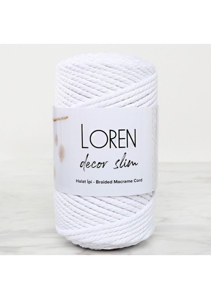 Loren Decor Slim 3 Büküm Makrome Ipi Beyaz - L001