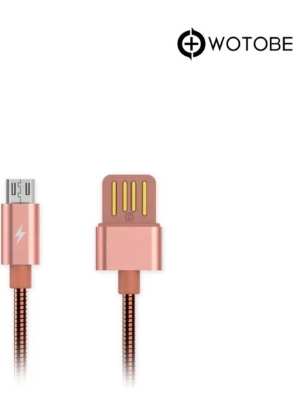 Micro USB Çelik Spiralli Şarj Data Kablosu