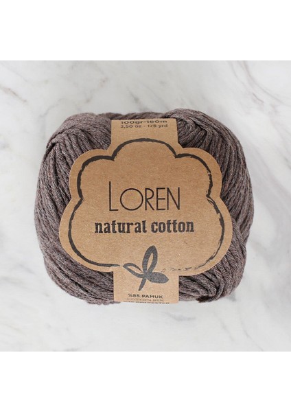Loren Natural Cotton Kahverengi El Örgü Ipi - R069