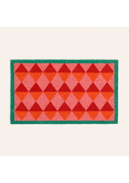 Kerala Coır Kapı Önü Paspası 45X75 cm Kırmızı - Pembe