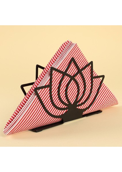 Loren Home Lotus Siyah Metal Peçetelik