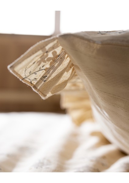 Jules Çift Kişilik %100 Pamuk Fırfırlı Nevresim Takımı - Bej