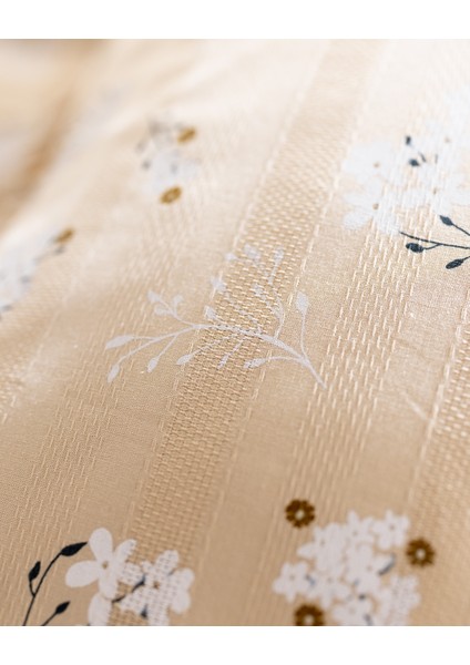 Jules Çift Kişilik %100 Pamuk Fırfırlı Nevresim Takımı - Bej