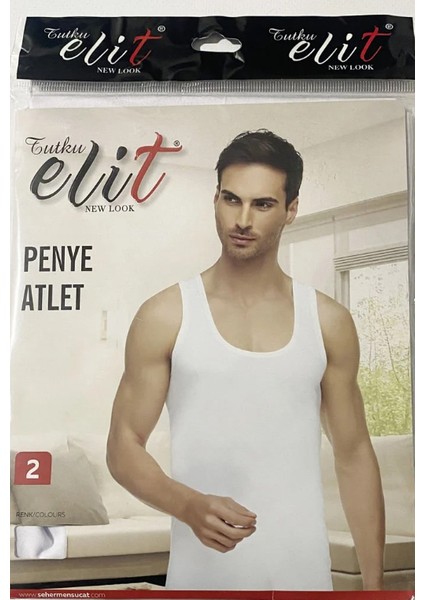 Erkek Penye Atlet - 6 Adet - Beyaz