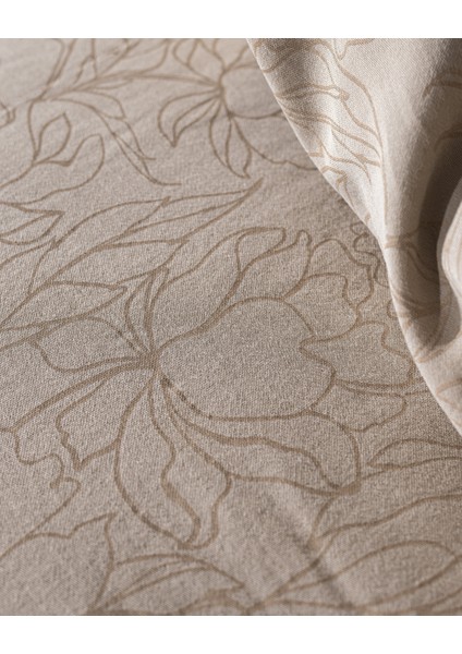 Maena Çift Kişilik %100 Pamuk Baskılı Parça Boya Nevresim Takımı - Bej