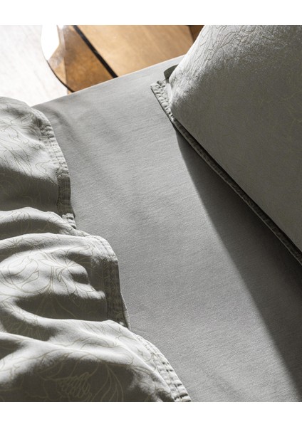 Maena Çift Kişilik %100 Pamuk Baskılı Parça Boya Nevresim Takımı - Haki