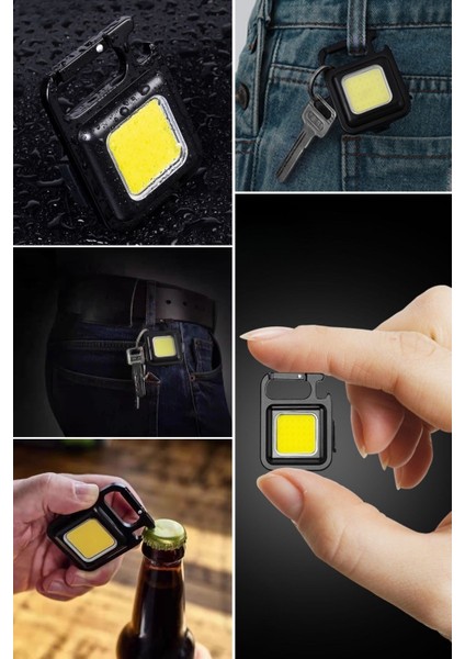 Buffer® Anahtarlıklı, Açacaklı,güçlü Mıknatıslı 3 Farklı LED Modlu Mini Boy Asılabilen LED Kamp Aydınlatması,el Feneri