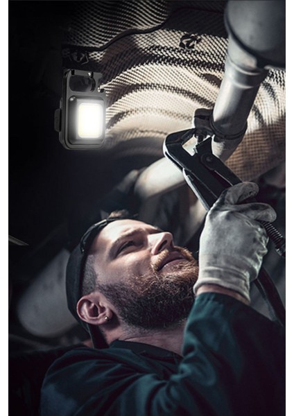 Buffer® Anahtarlıklı, Açacaklı,güçlü Mıknatıslı 3 Farklı LED Modlu Mini Boy Asılabilen LED Kamp Aydınlatması,el Feneri