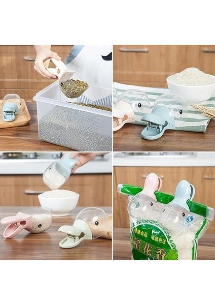 Buffer® Ördek Tasarımlı Mandallı Tazelik Koruyan Ölçekli Kuru Mama Kaşığı Mama Ölçeği