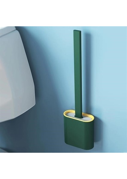 Buffer® Duvara Monte Edilebilir Kapaklı Askılı Klozet Yumuşak Silikon Başlıklı Tuvalet Fırçası Seti