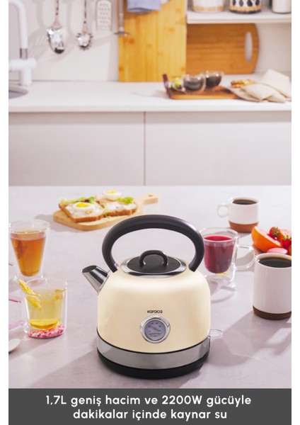 Krem Renkli 2200W Su Isıtıcısı, Şık ve Kullanışlı Tasarım