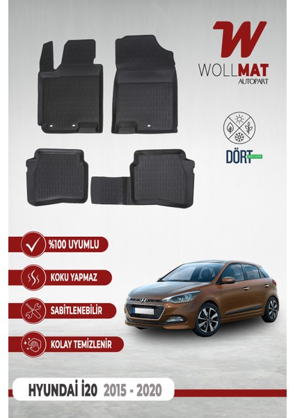 Hyundai I20 Paspas Uyumlu 2015 2020 Arası 3D Havuzlu Paspas Seti