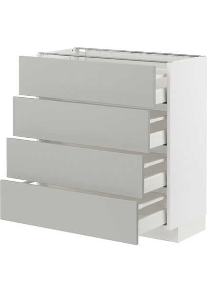 Çekmeceli Alt Dolap, Havstorp Açık Gri, 80X37 Cm, 4 Çekmeceli