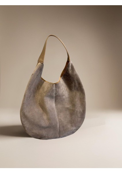 %100 Hakiki Süet Deri Yavru Çanta Detaylı Kadın Omuz Çantası