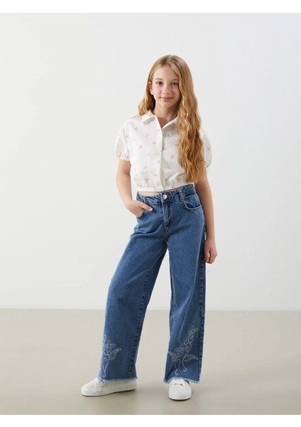 Lcw Kids Ekru Fiyonk Baskılı Kız Çocuk Crop Gömlek fiyatları
