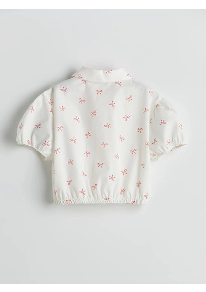Lcw Kids Ekru Fiyonk Baskılı Kız Çocuk Crop Gömlek fırsatları