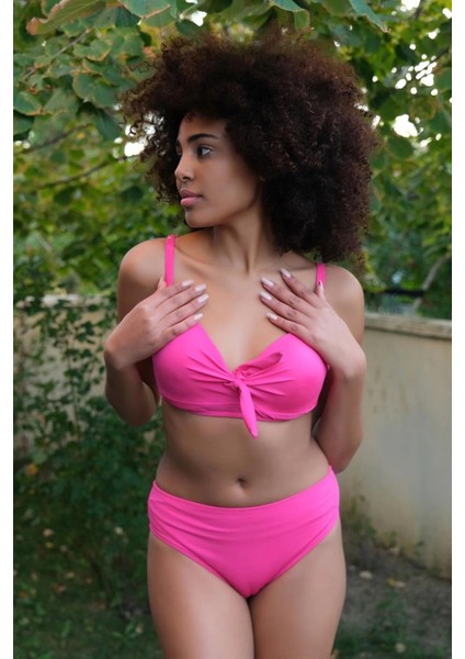 Kadın Içi Boş Fiyonklu Kaplı Fuşya Alt Üst Bikini Takım fırsatları