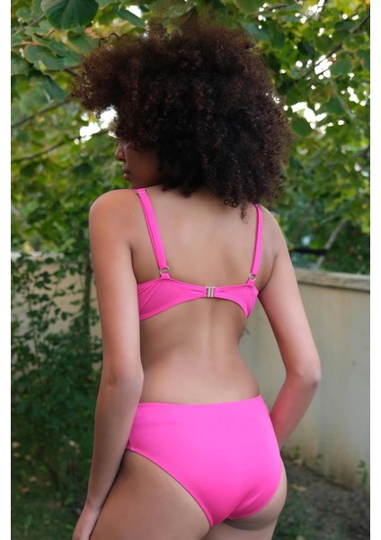 Kadın Içi Boş Fiyonklu Kaplı Fuşya Alt Üst Bikini Takım