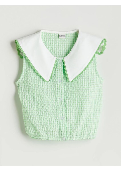 Lcw Kids Yeşil Bebe Yaka Ekose Kız Çocuk Bluz modelleri