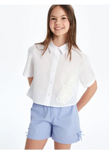Lcw Kids Beyaz Çiçekli Kız Çocuk Gömlek fiyatları