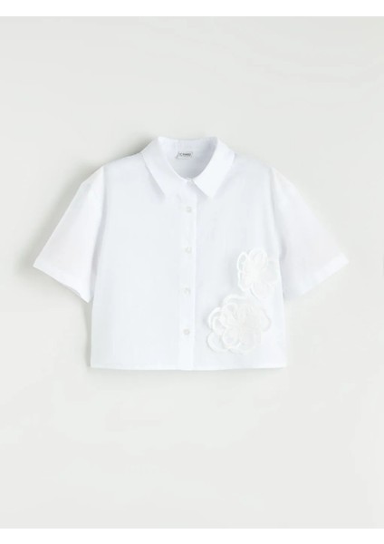 Lcw Kids Beyaz Çiçekli Kız Çocuk Gömlek modelleri