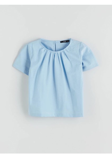 Lcw Kids Mavi Bisiklet Yaka Kız Çocuk Bluz