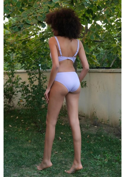 Kadın Içi Boş Fiyonklu Kaplı Lila Alt Üst Bikini Takım