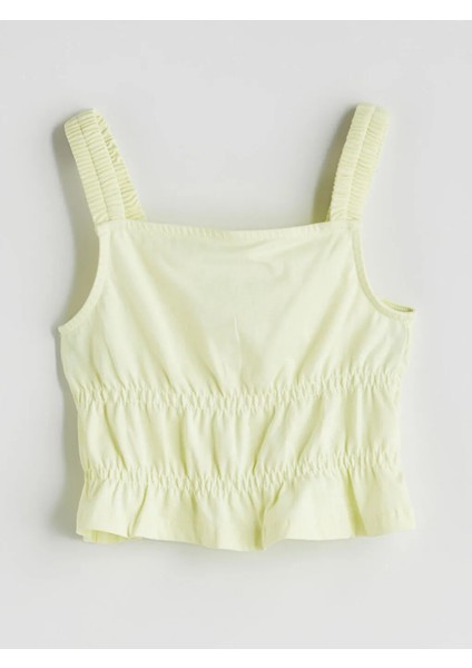 Lcw Kids Yeşil Kare Yaka Kız Çocuk Crop Bluz