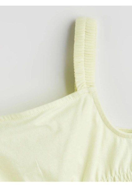 Lcw Kids Yeşil Kare Yaka Kız Çocuk Crop Bluz modelleri