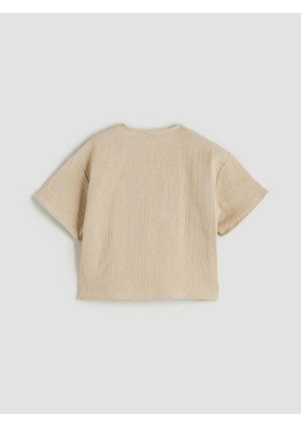 Lcw Kids Bej Kısa Kollu Müslin Kız Çocuk Gömlek modelleri