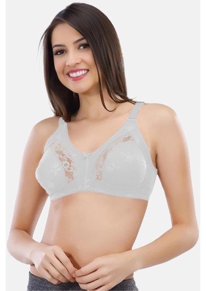 542B Kadın Penye Jarse Dantelli Toparlayıcı Sütyen – Beyaz