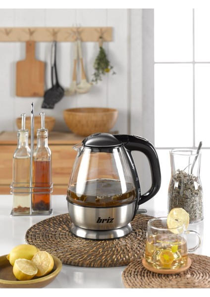 Gri Renkli Cam Kettle, Şık ve Dayanıklı Su Isıtıcı