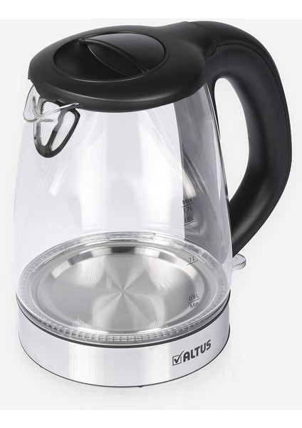 Şeffaf 1.7l Cam Kettle, Beyaz Renk, Dayanıklı ve Şık Tasarım