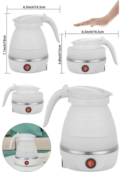 Beyaz Katlanabilir Mini Su Isıtıcı, Pratik ve Taşınabilir Elektrikli Kettle fırsatları