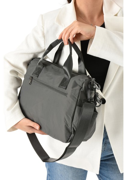 Sanmorris 6000 Kadın 4 Bölmeli Krinkıl Kumaş Ayarlanabilir Çapraz Askılı El ve Omuz Çantası