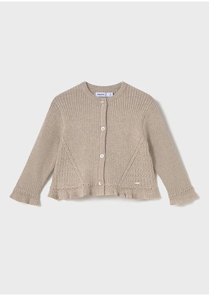 Kız Bebek Triko Hırka (1-4 Yaş) – Bej Renk, Uzun Kollu, Düğmeli, Yumuşak Dokulu