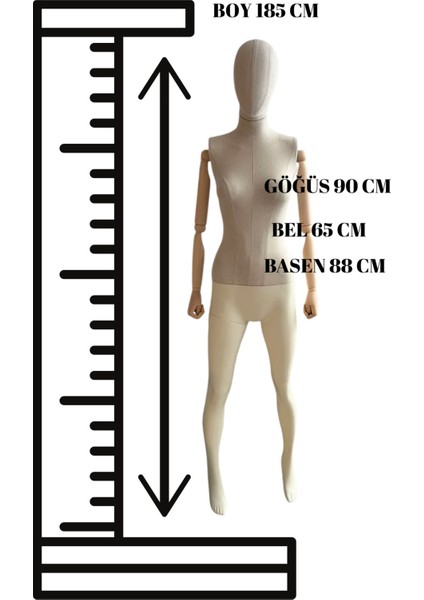 Delüx 38 Beden Ahşap Kollu Kumaş Kaplı Vitrin Mankeni Cansız Manken Taş Manken fiyatları