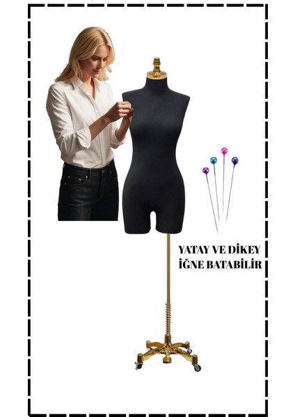 Pantolon Giyebilen 38 Beden Süngerli Terzi Mankeni Prova Mankeni Siyah Kumaş Tekerlek Ayaklı Pac-01 fiyatları