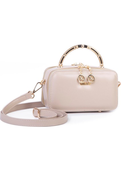 Kadın Mini El ve Çapraz Çanta Kum (En :18 cm Boy:10 Cm)
