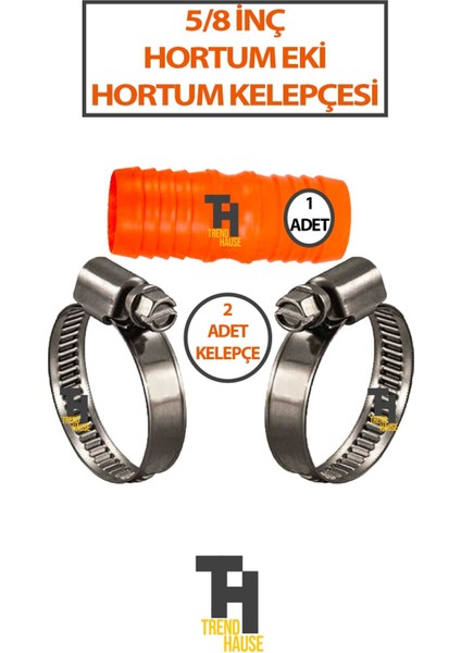 1 Adet 5/8 Inç Hortum Eki ve 2 Adet 16X25 Hortum Kelepçesi