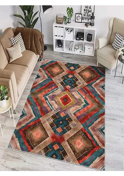 , Makinede Yıkanabilir, Kaymaz Taban, Dijital Baskı, Çok Renkli, Salon Halısı, Oturma Odası Halısı, Mutfak Halısı ve Yolluk