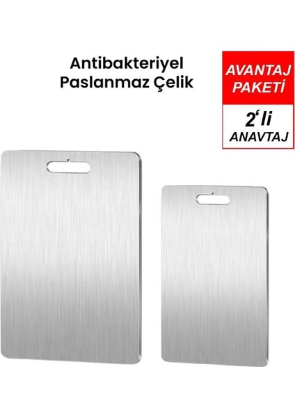 Paslanmaz Çelik Kesme Doğrama Tahtası 2li Set (SESE100) modelleri