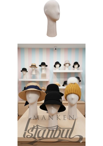 Kumaş Kaplı Beyaz Kafa Mankeni