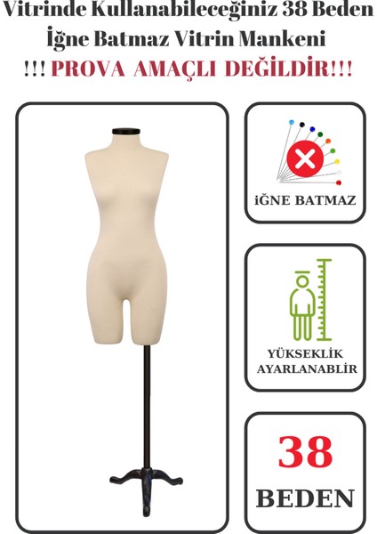 38 Beden Iğne Batmaz Vitrin ve Fotoğraf Çekimi Için Pantolon Giyebilen Terzi Vitrin Mankeni