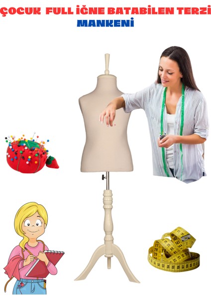 Çocuk Beyaz Kumaşlı Beyaz Üç Ayaklı 4 Yaş Terzi Mankeni Prova Mankeni Vitrin Mankeni