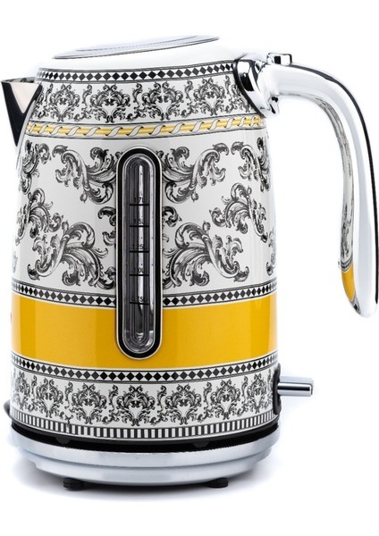 Sarı Siyah Desenli 1.7l Su Isıtıcı, Şık ve Kullanışlı Ev Gereci